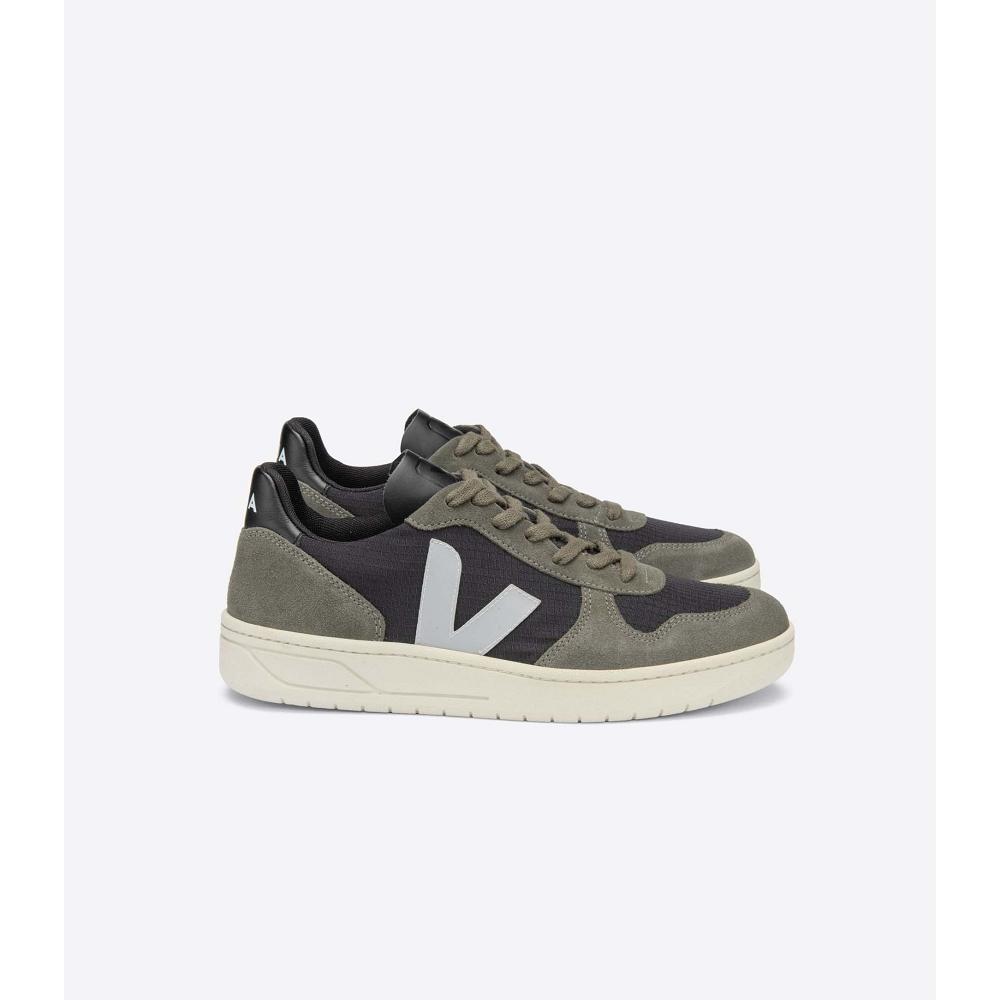 Women\'s Veja V-10 RIPSTOP Sneakers Black/Grey | SG 660EBC